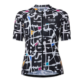 Abstracte Fietstrui met Korte Mouwen voor Dames